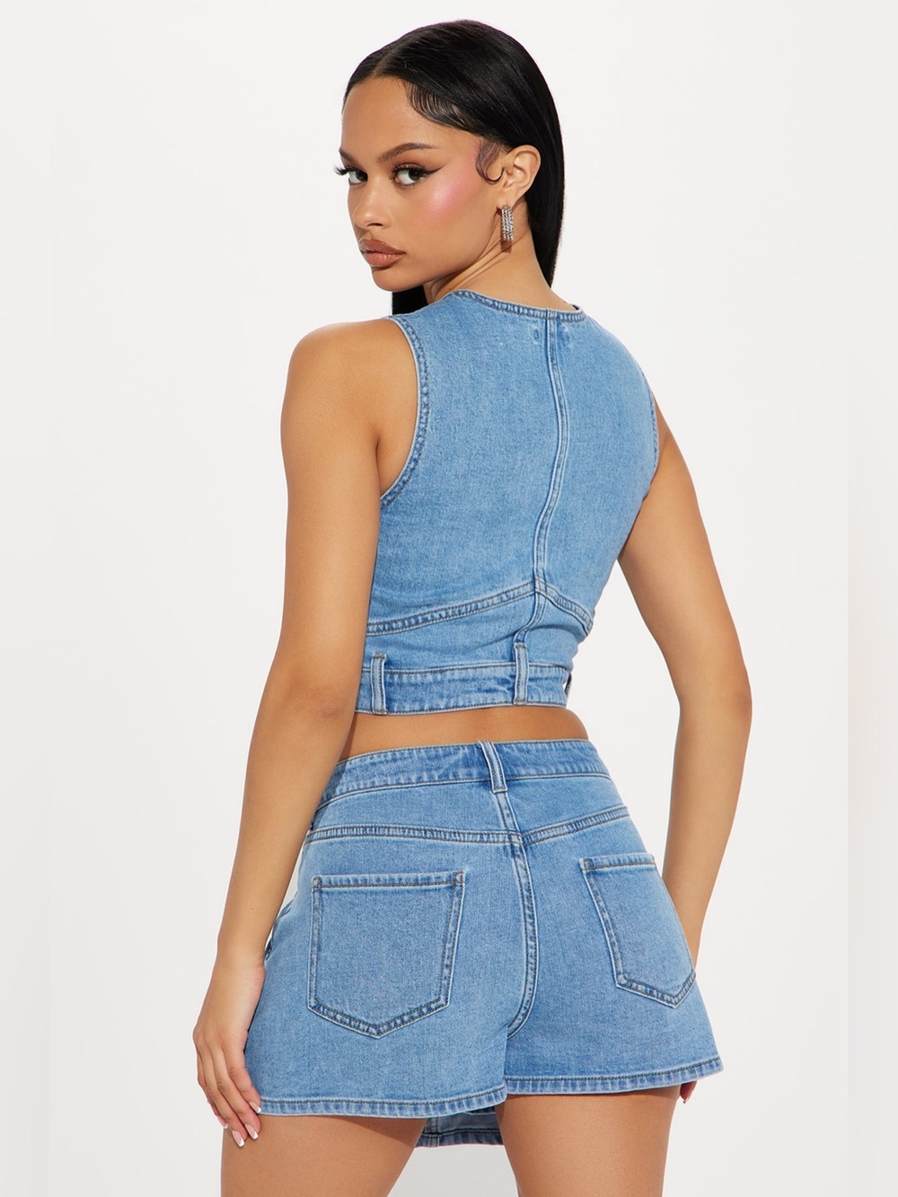 Nashville Denim Pleated Skort Set - Medium Wash - Picture 3 of 7
